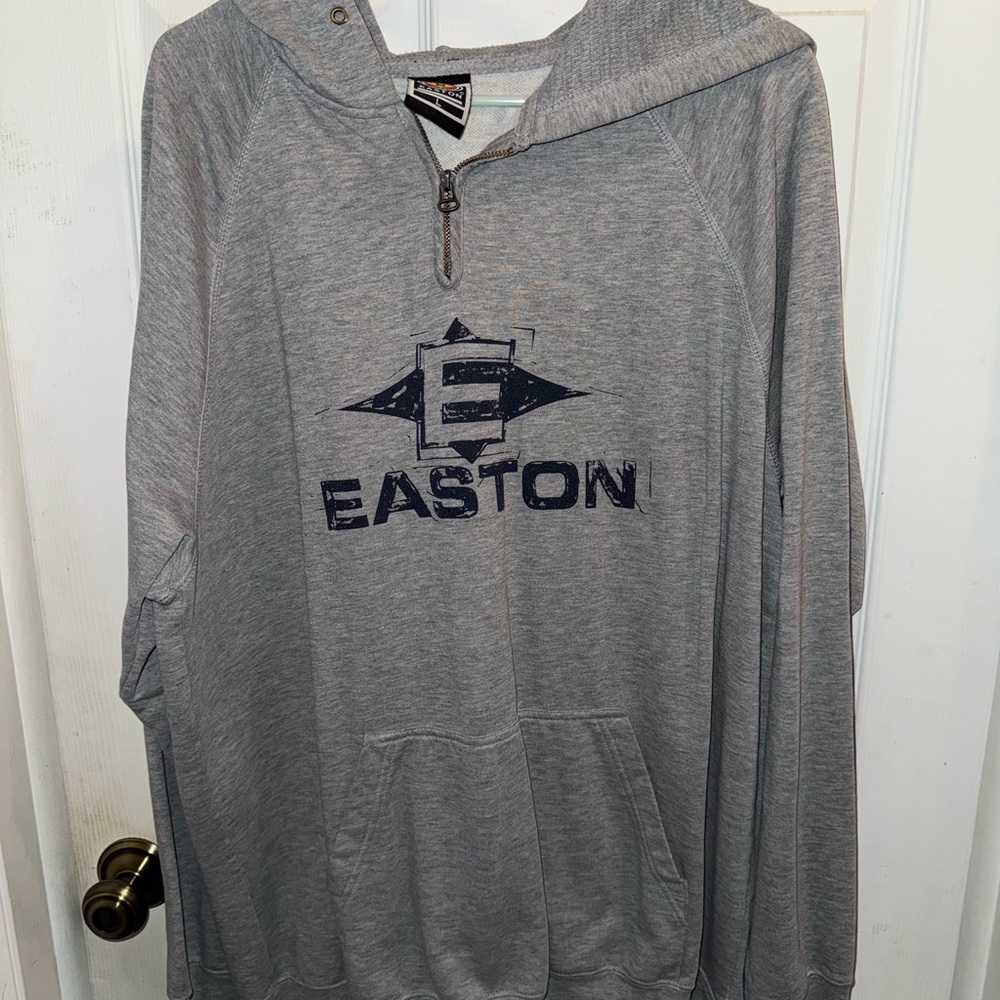 Easton Gray Pullover Hoodie with Navy Logo
